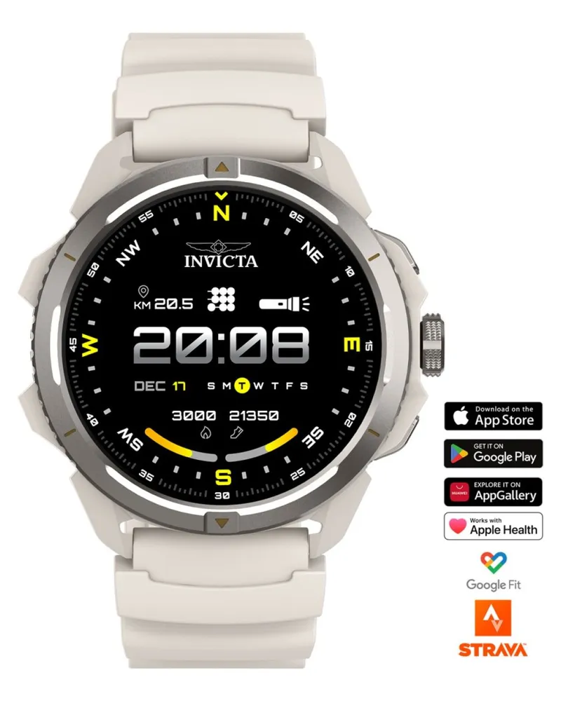 Invicta I-Tech ITECH-010 Herren- Uhr mit Smartwatch-Bewegung, Edelstahlgehäuse, 47 mm, schwarzes Zifferblatt - Silber Silber