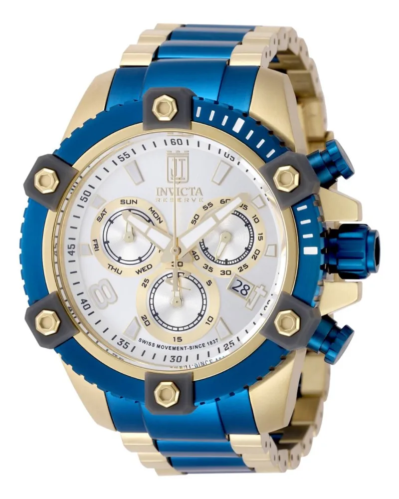 Invicta Jason Taylor 51279 Herrenuhr - Quarzwerk - Edelstahl mit silbernem Zifferblatt - 50 mm Gold