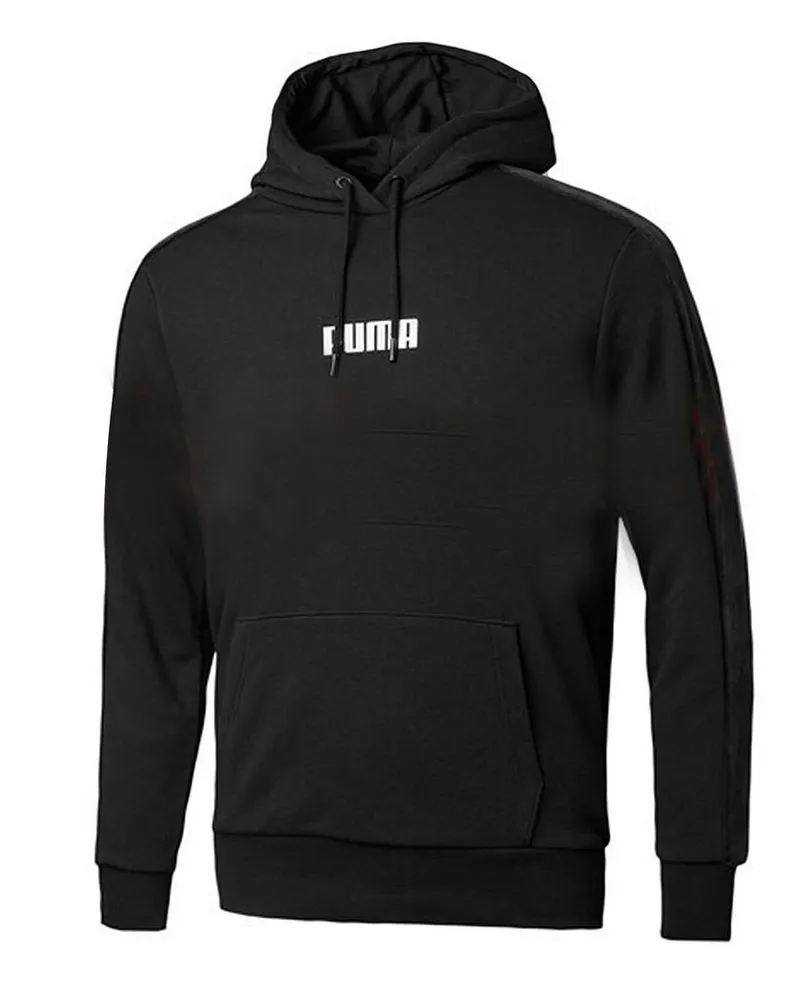 Puma Graphic Logo Langarm Pullover Schwarzer Herren Velvet Hoodie 844462 04 Schwarz