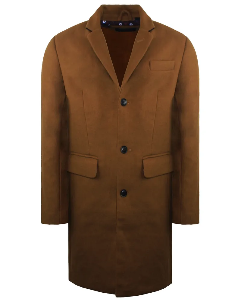 Ben Sherman Leichter Herren Kamelfellmantel Camel