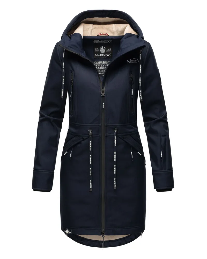 NAVAHOO Marikoo Damen Softshelljacke – Racquellee mit Kapuze & Fleecefutter Blau