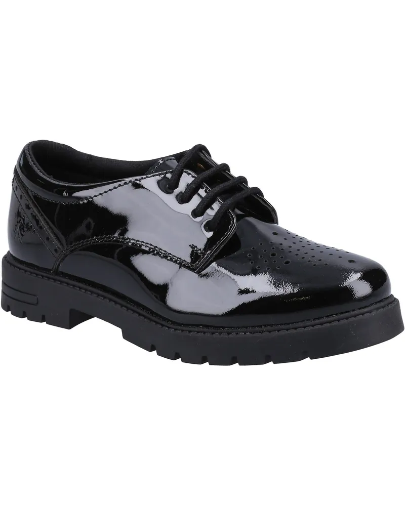 Hush Puppies Jayne Patent SNR Mädchenschuhe Aus Schwarzem Leder Mit Schnürung Schwarz