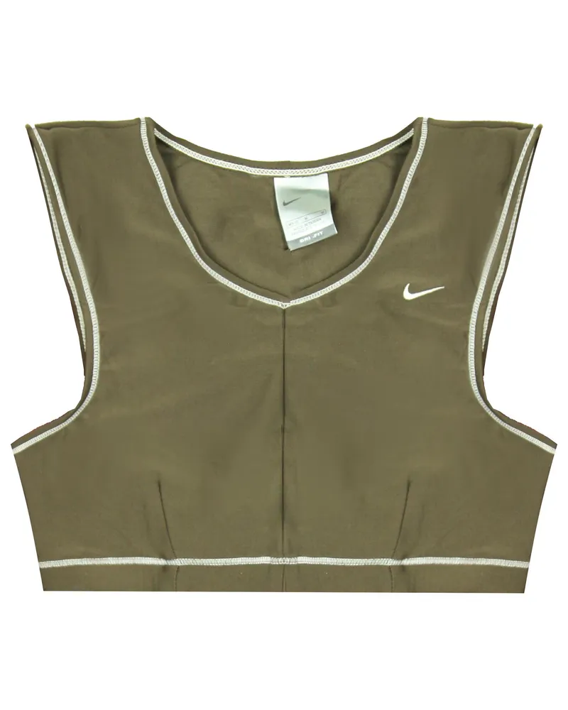 Nike Dri-Fit Sports Bra Fitness V-Ausschnitt braune ärmellose Training Top 222665 204 Braun