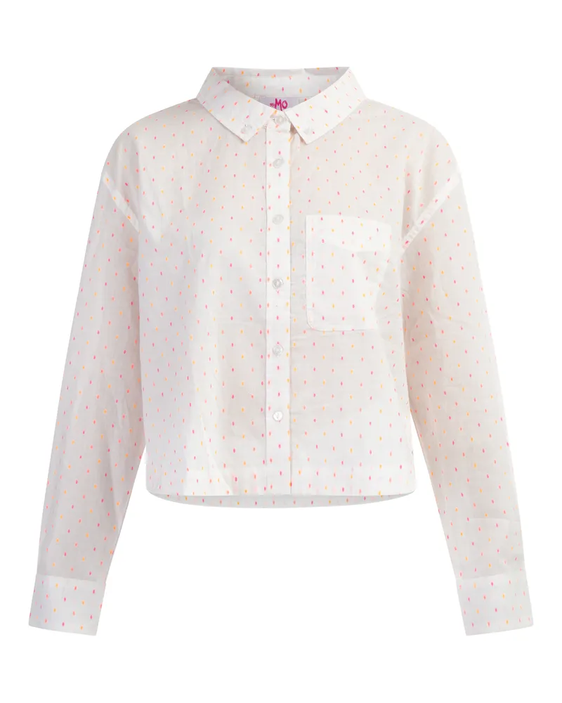 My Mo Hemdbluse Damen Weiss Pinkorange Punkte Weiß