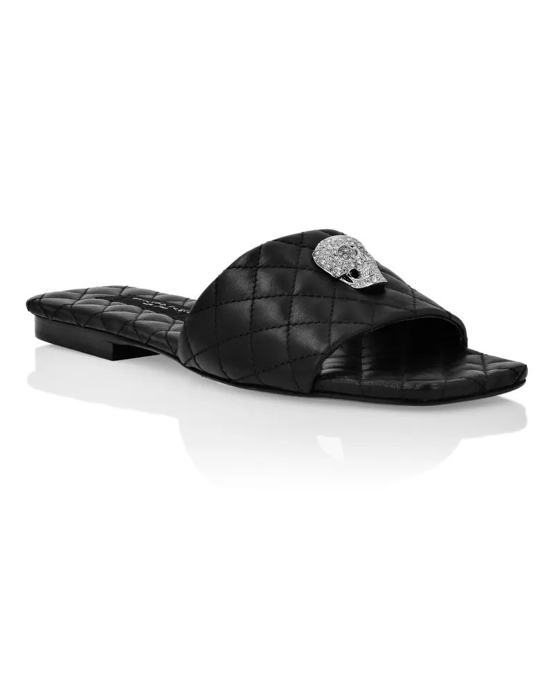 Philipp Plein Flache Sandalen mit Skull-Detail - Schwarz Schwarz