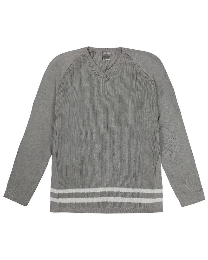 Nike Vintage  Herren Tennis V-Ausschnitt Strickpullover Grau