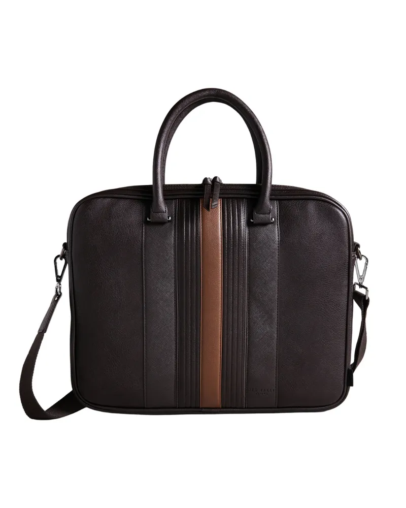 Ted Baker Never Striped Pu Braune Dokumenten-laptoptasche Schokoladenbraun