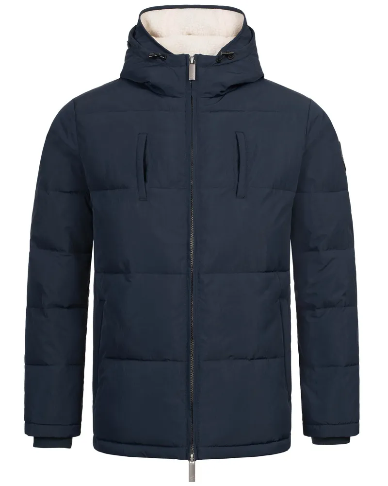 Alessandro Salvarini Herren Winter Steppjacke AS-457 – 2in1 Mit Herausnehmbarem Teddyfleece & Doppelkappe Marineblau