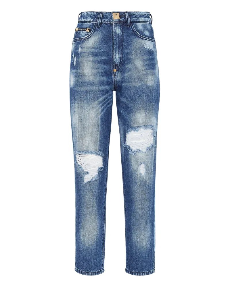 Philipp Plein Boyfriend-Fit-Jeans Blau
