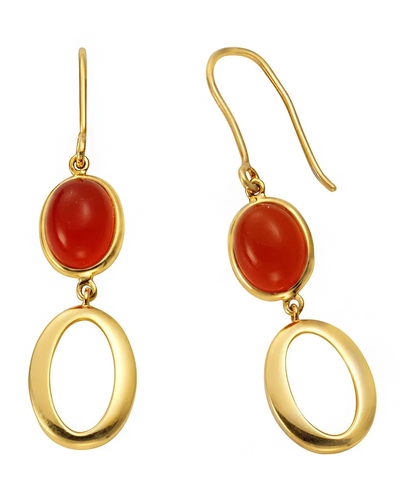 Jamelli Ohrringe aus 925er Silber, vergoldet, 30 mm lang mit echtem Carneol - Gold Gold