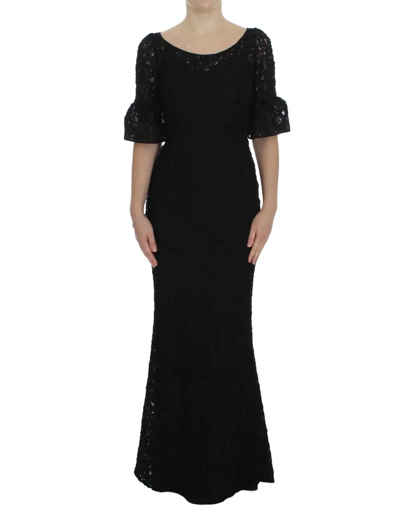 Dolce & Gabbana Women's Black Floral Lace Long Bodycon Maxi Dress Mehrfarbig