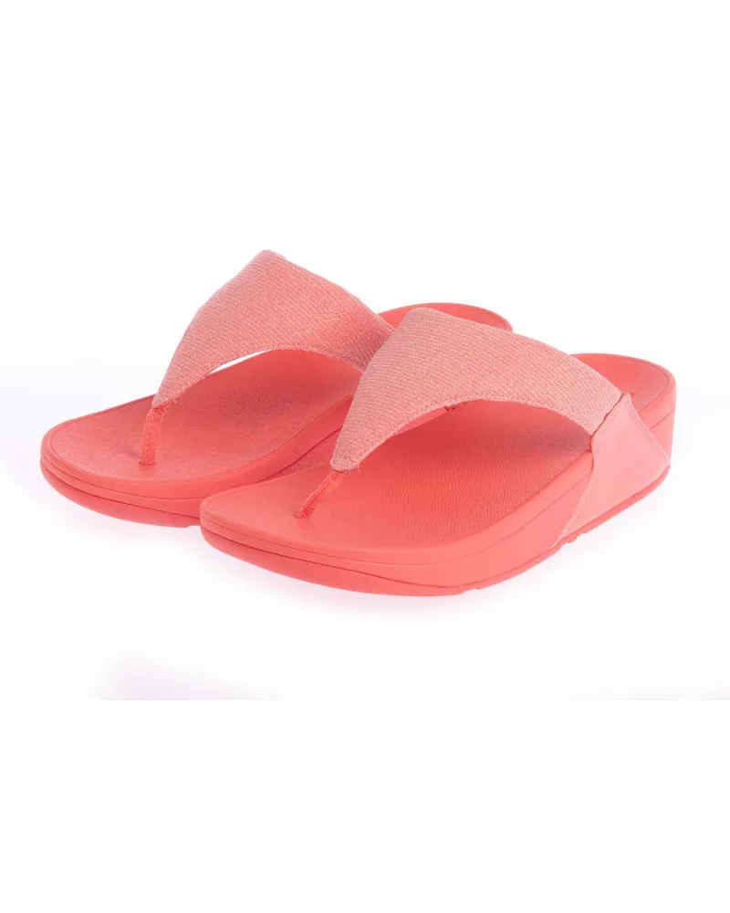 FitFlop Damen Fit Flop Lulu Shimmerlux Zehenposten Sandalen in Koralle Korallenrot