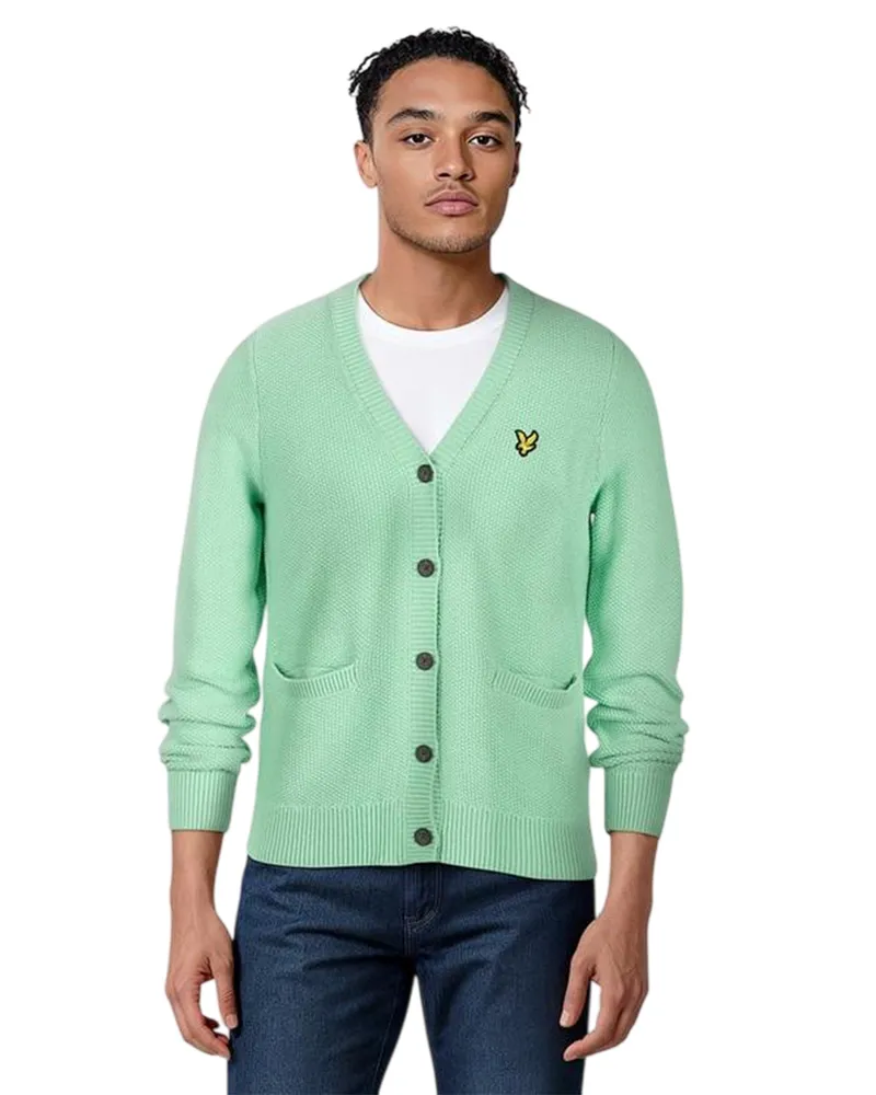 Lyle & Scott Strickjacke für Herren, Regulär (Blass Aquamarin Petrol