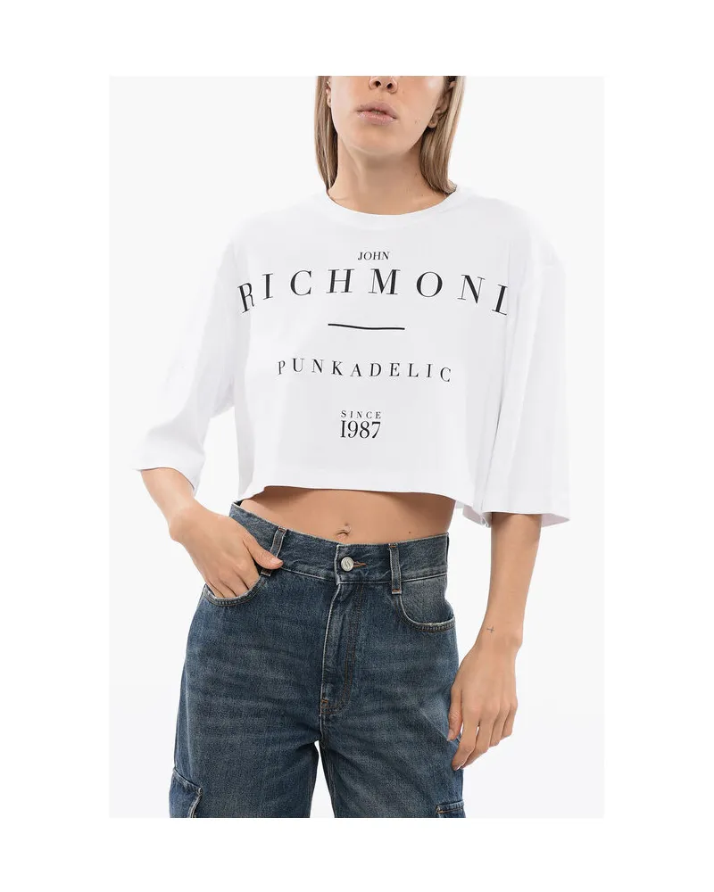 John Richmond Cropped GENYA T‑Shirt mit Oversized-Fit - Weiß Weiß