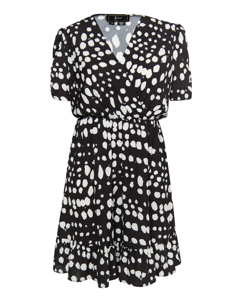 FAINA Kleid Damen schwarz weiss Schwarz