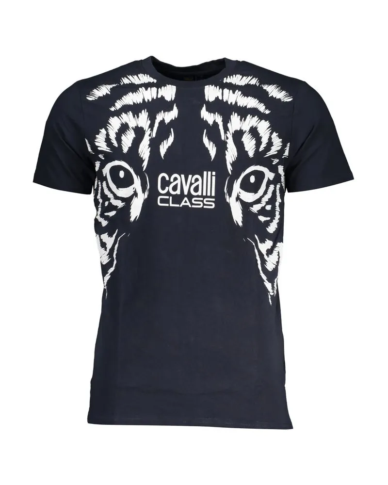 Roberto Cavalli Tiger Grafik T-Shirt mit kurzen Ärmeln Dunkelblau