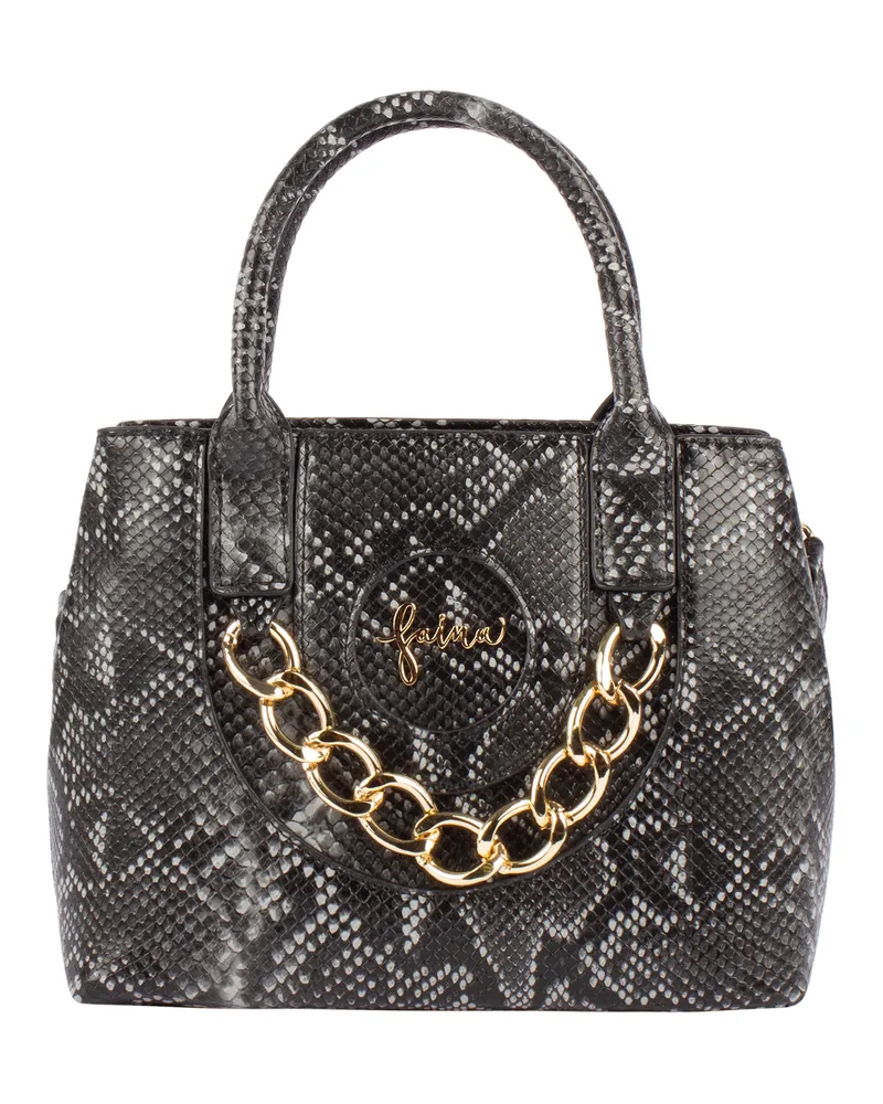 FAINA Henkeltasche Damen schwarz Schwarz