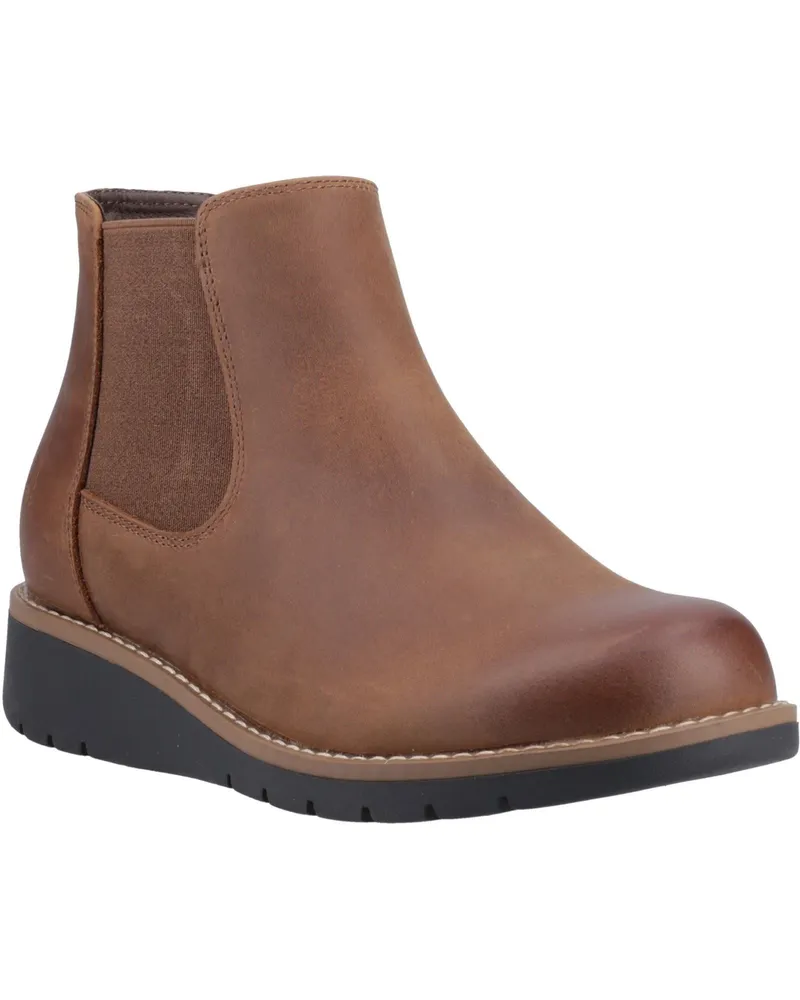 Hush Puppies Leonie Chelsea-Stiefel flach aus Leder für Damen - Braun Braun