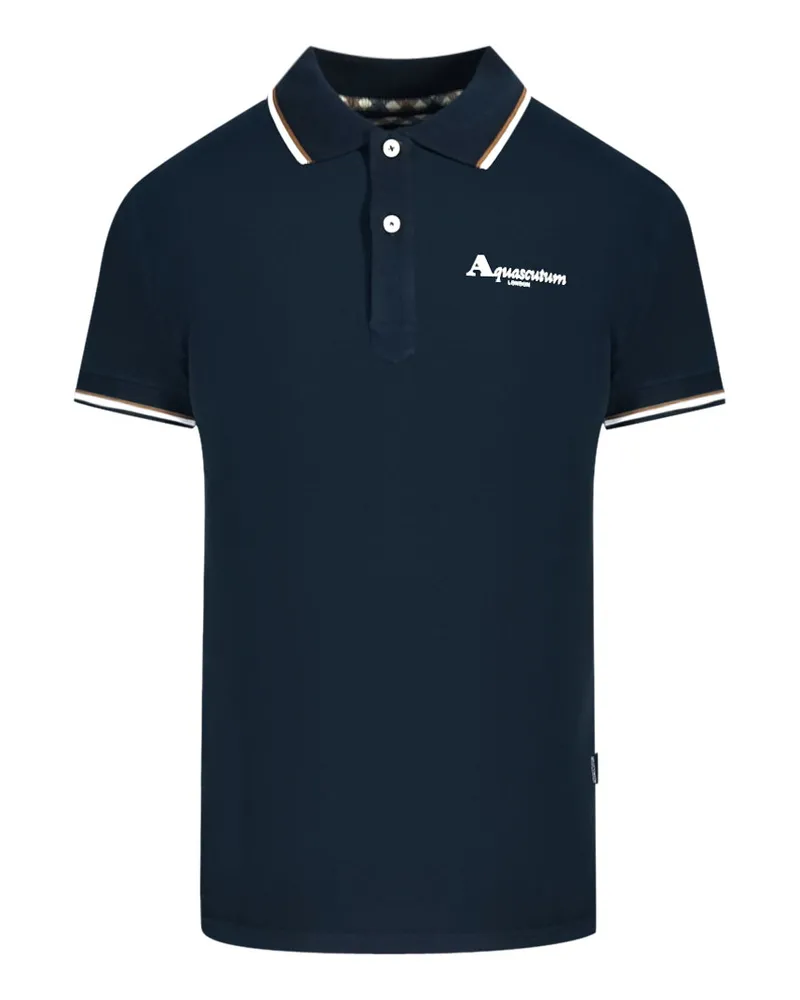 Aquascutum London Marineblaues Poloshirt mit Spitze Blau