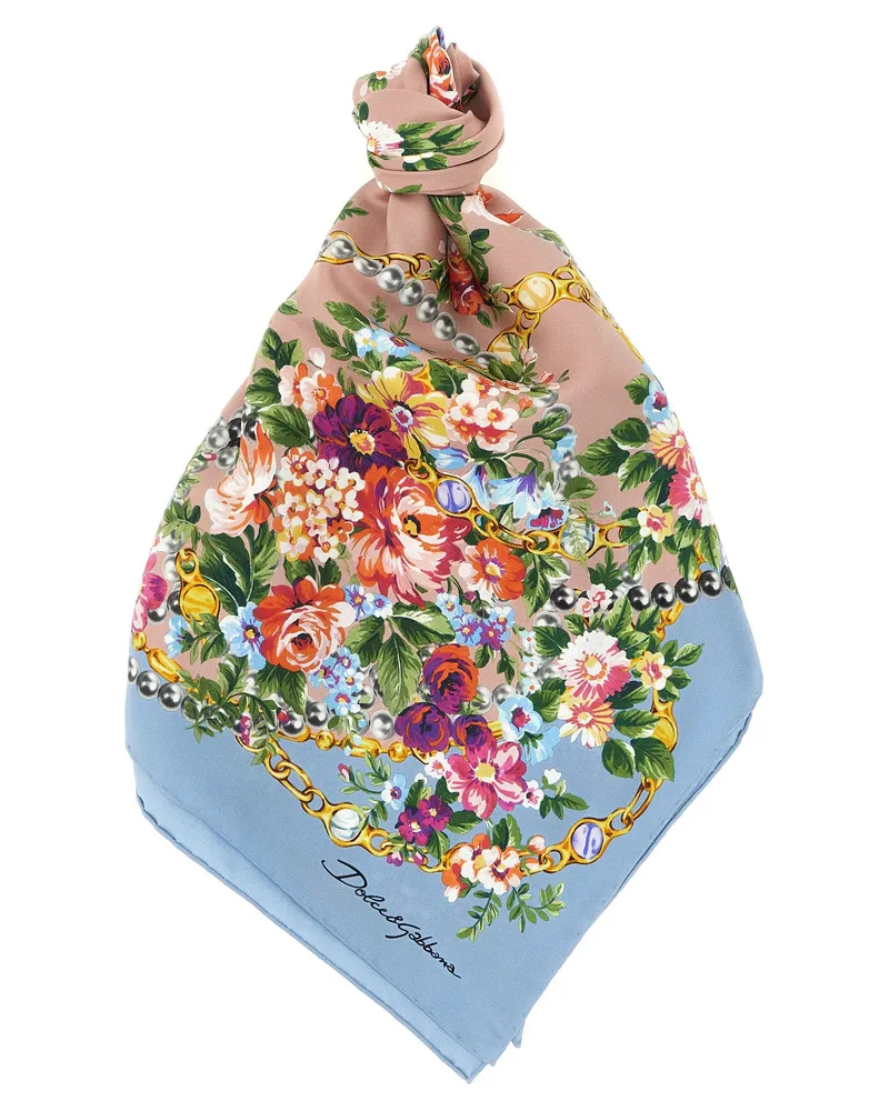 Dolce & Gabbana Blaue Seidenschal Blau