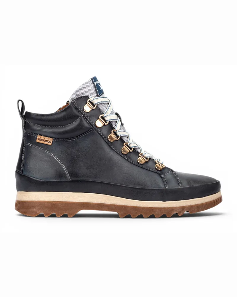 Pikolinos Damen Blaue Lederschuhe Sneaker Winter-Schnürstiefel – Vigo Blau