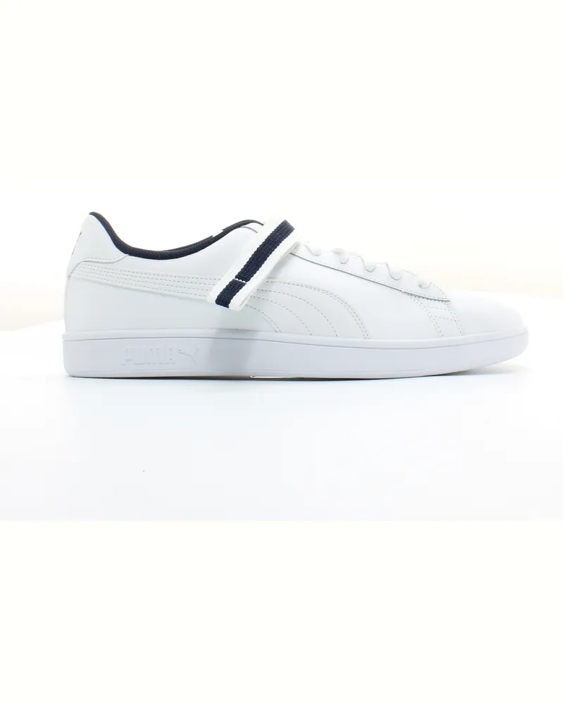 Puma Smash V2 weiße Leder Herren Schnürungstrainer 366912 02 Weiß