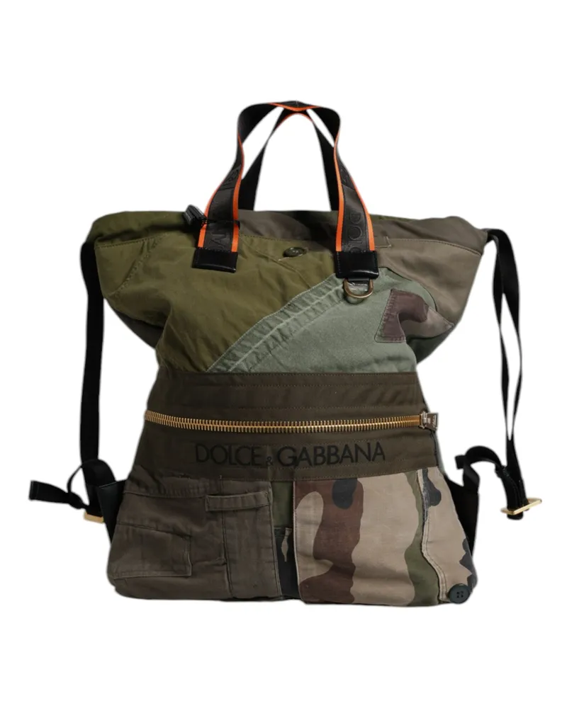 Dolce & Gabbana Militärgrüner Patchwork-Rucksack Grün