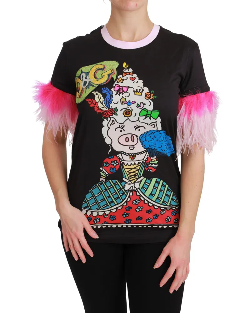 Dolce & Gabbana Piggy T-Shirt Tsh4555 Schwarz