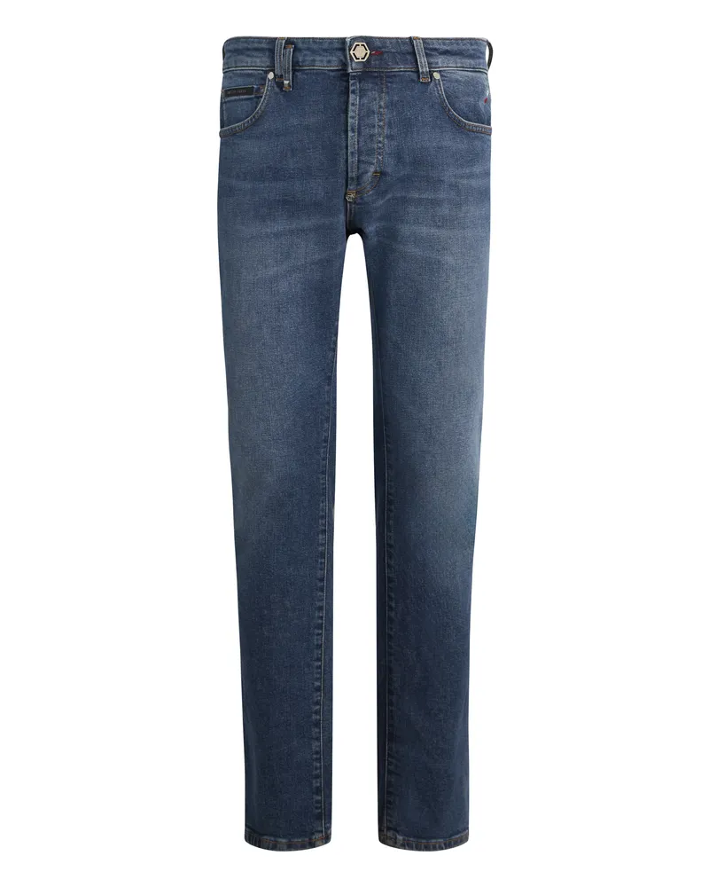 Philipp Plein Super Straight Cut Jeans Basic Blau