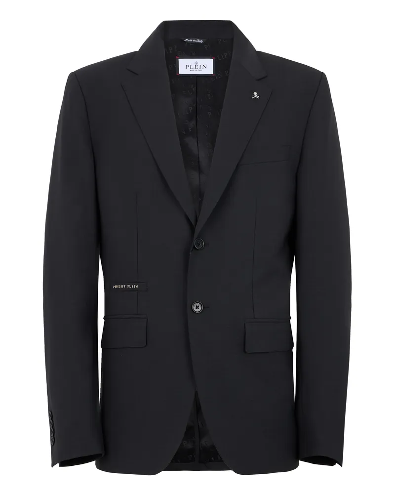 Philipp Plein Regular Fit Blazer Skull Strass Schwarz