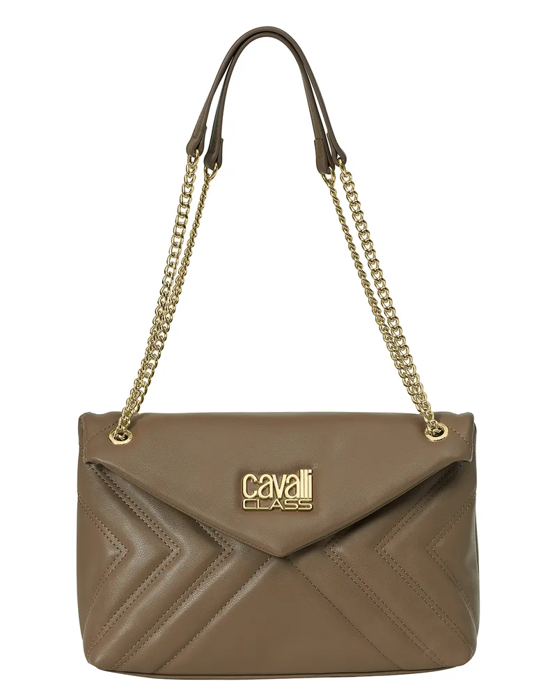 Roberto Cavalli Damen-Schultertasche mit Kettenriemen CCHB0196 Braun