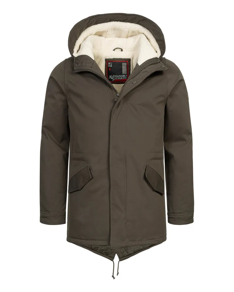 Alessandro Salvarini Herren-Winterparka mit Teddyfutter und Kapuze - Grau Grau