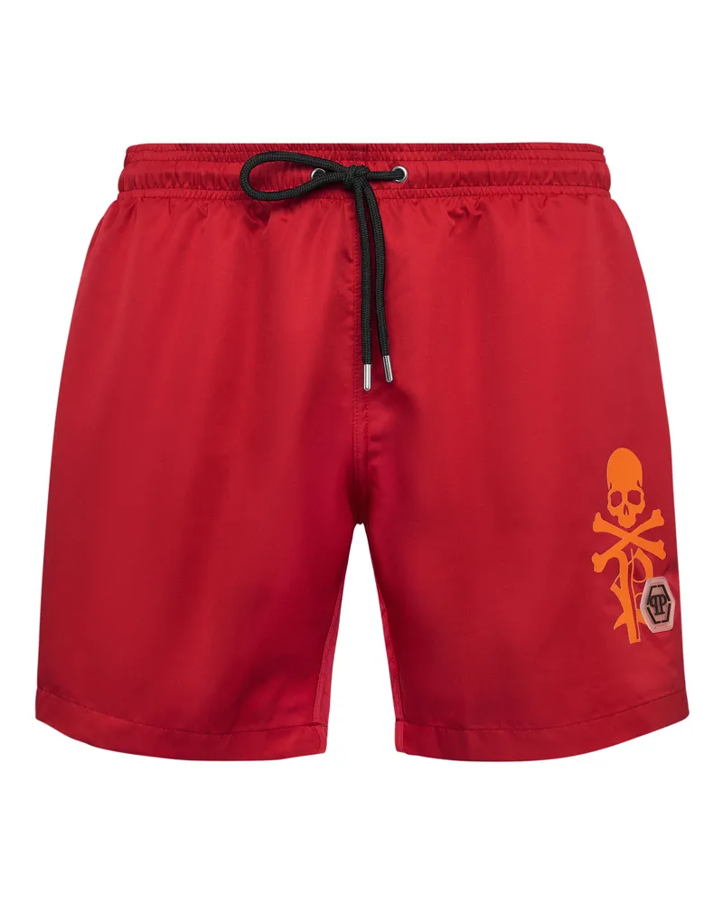 Philipp Plein Badehose Skull&Bones Rot