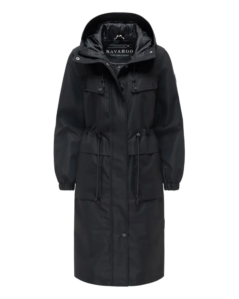 NAVAHOO Damen Parka Übergangsjacke Kirschwind mit Kapuze Schwarz