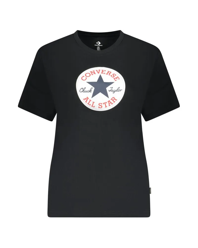 Converse Schwarzes Baumwoll Damen T-Shirt Schwarz