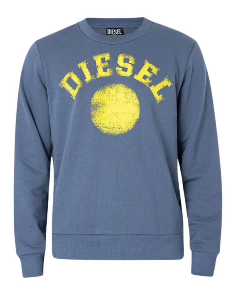 Diesel Distressed Dot Logo Blaues Sweatshirt Blau