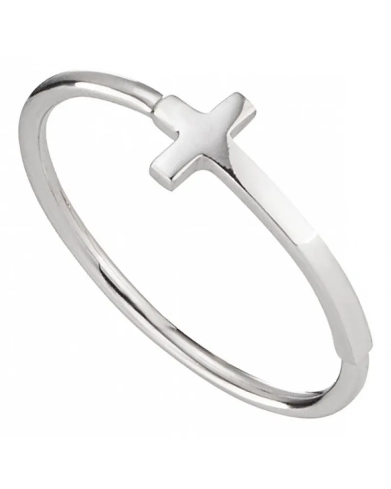 cai Ring aus 925er Sterlingsilber, rhodiniert, mit Kreuz - Silber Silber