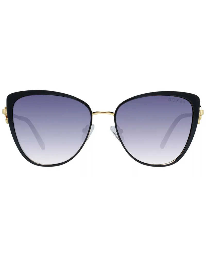 Guess Sonnenbrille mit glänzendem Rahmen und goldenen Bügeln - Schwarz Schwarz