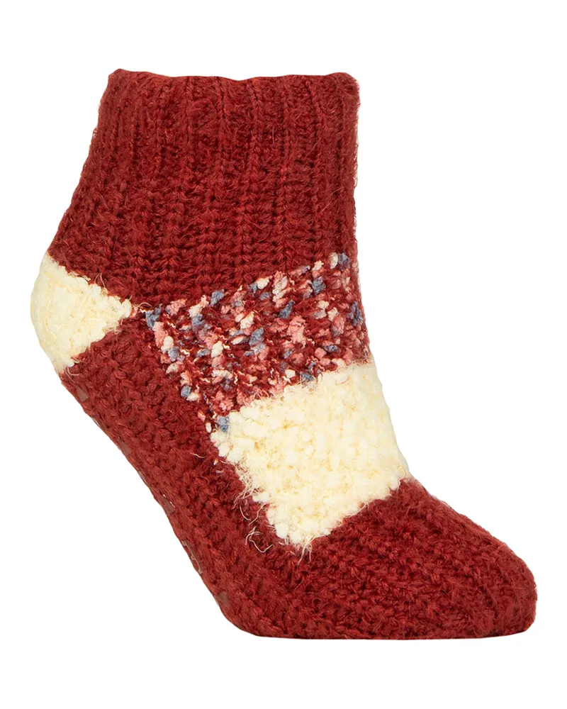 Elle 1 Paar Damen Sherpa-Futter Hausschuh-Socken - Warm, Flauschig, Gemütlich für drinnen Orange