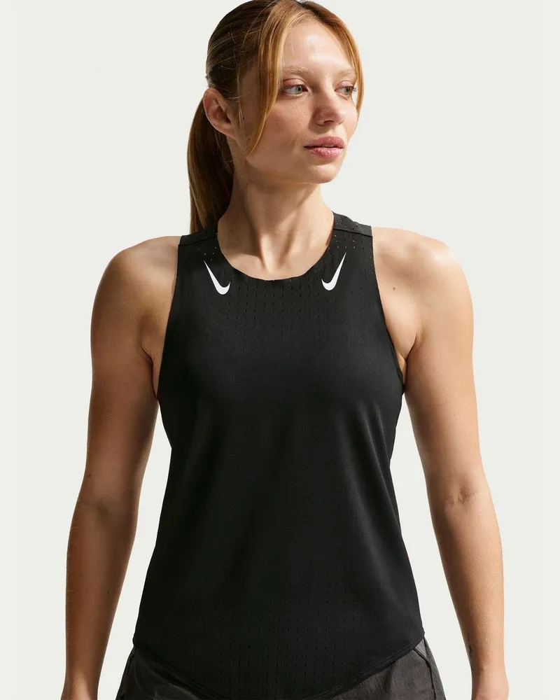 Nike Top für Damen, Dri-FIT, Laufen (Schwarz/Weiß Schwarz