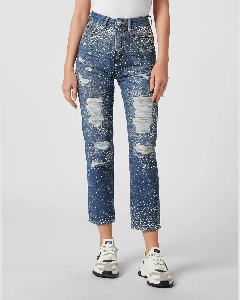 Philipp Plein Jeans Boyfriend Fit Blau