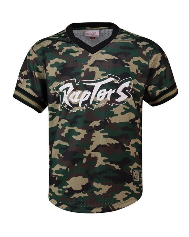Mitchell & Ness NBA Toronto Raptor Herren Camo Mesh T-Shirt Grün