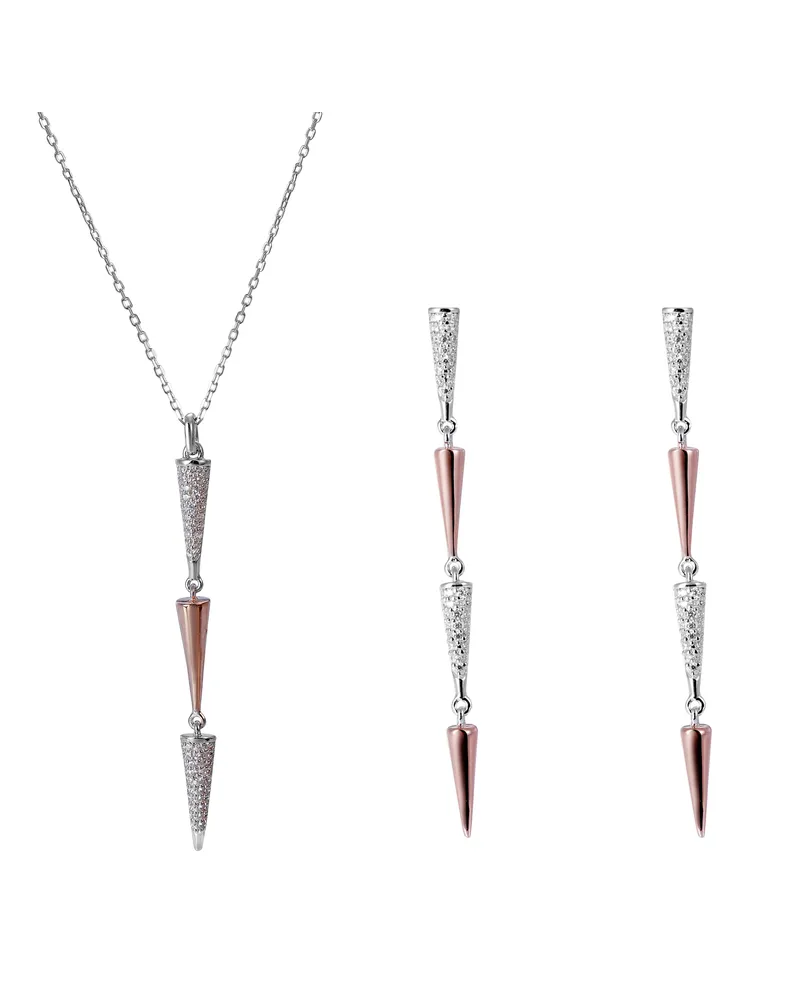 Orphelia Aada' Damen-Set aus 925er Sterlingsilber: Halskette + Ohrringe – Silber/Rosé SET-7433 Silber