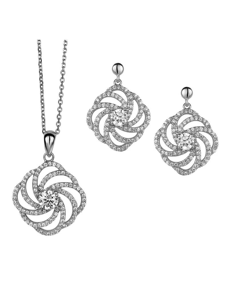 Orphelia Damen 925 Sterling Silber Set: Kettenanhänger + Ohrringe - Silber SET-5178 Silber