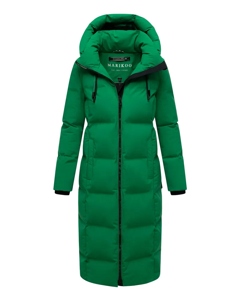 Marikoo Damen Winter Steppmantel Tikoraa mit abnehmbarer Kapuze Grün