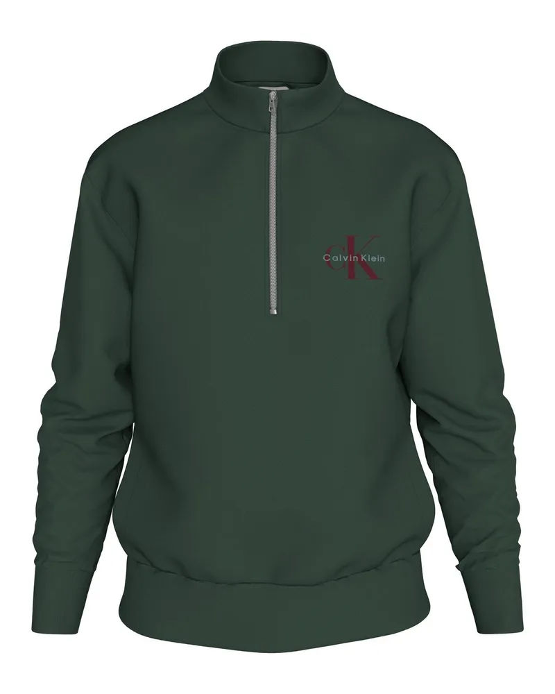Calvin Klein Sweatshirt für Herren, mit kurzem Reißverschluss (Grün Grün