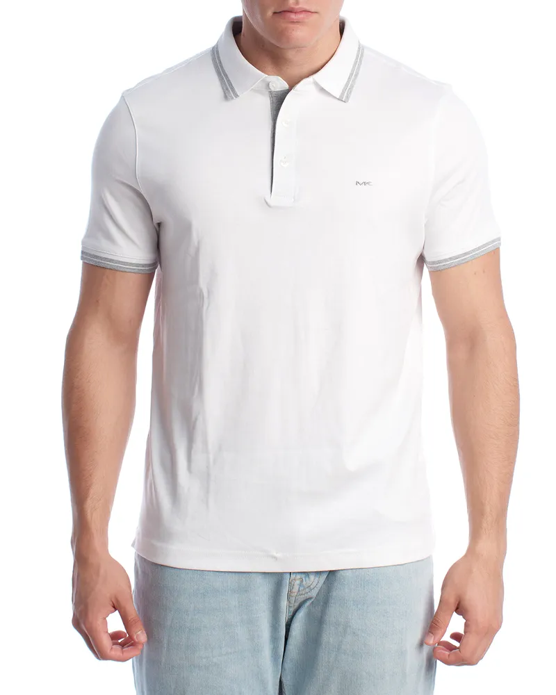 Michael Kors Kurzärmeliges Herren-Poloshirt aus Baumwolle OF15FY220B - Weiß Weiß
