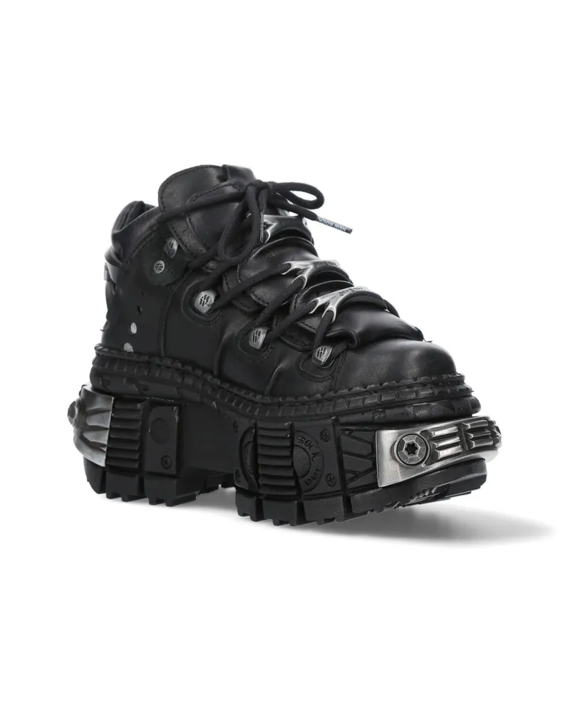 New Rock Leder-Plateau-Stiefeletten-WALL106-S10 Schwarz