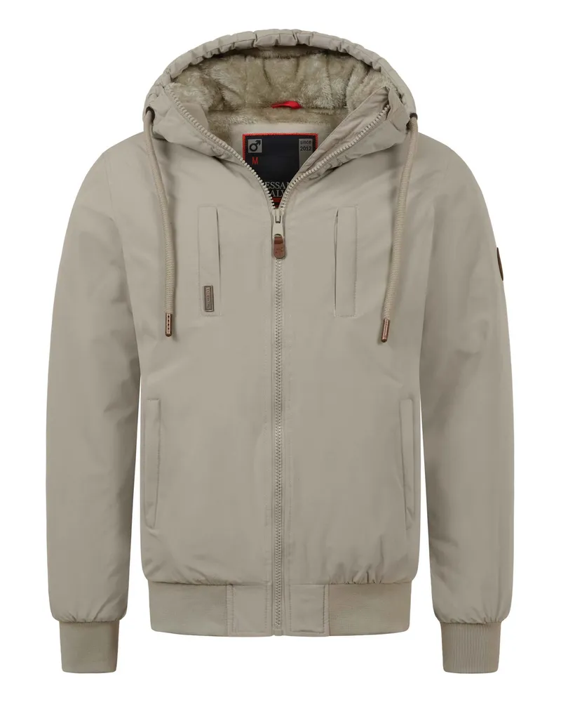 Alessandro Salvarini AS-320 Herren-Winterjacke mit Teddyfell-Innenfutter und Kapuze - Beige Beige