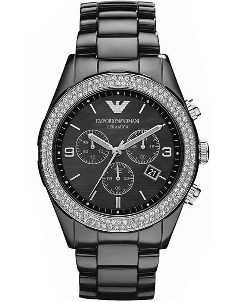 Emporio Armani AR1455 Ceramica Damen Kristalluhr Schwarz
